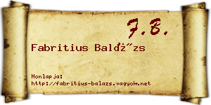 Fabritius Balázs névjegykártya
